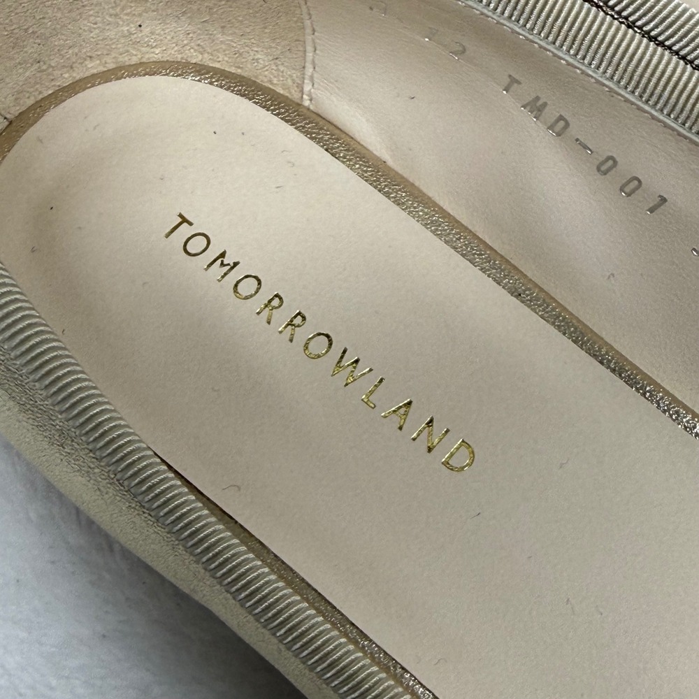 Tomorrowland Metallic Gold Leather Ballet Flats Bow Almond Toe TMD-001 Size 37 - Picture 4 of 12